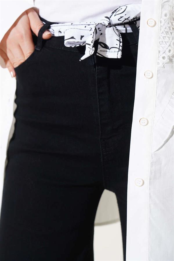 Belted Wide Leg Jeans Black