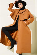 Belted Double Trench Coat Set Tan
