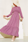 Belted Layered Linen Dress Dusty Rose