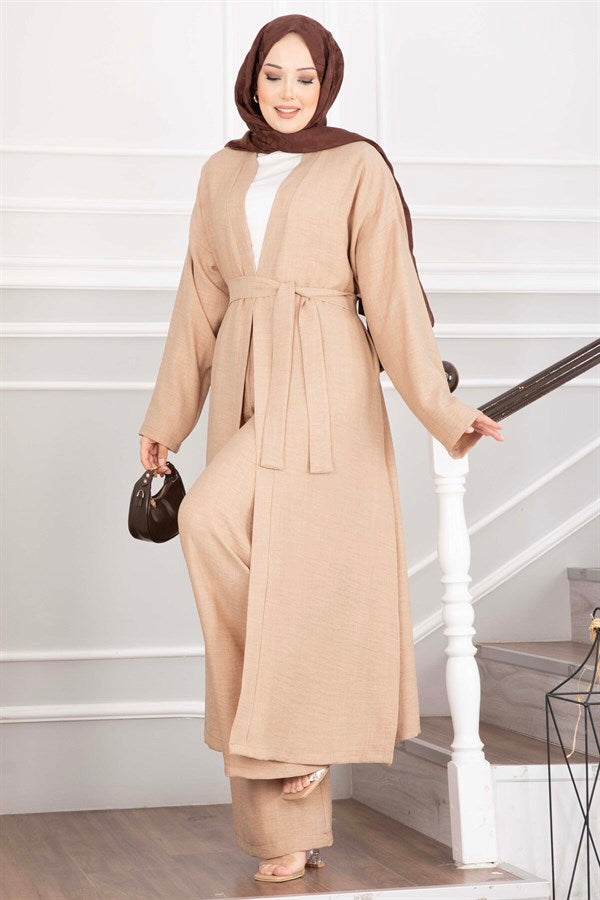 Belted Kimono Pants 2 Piece Set, Camel