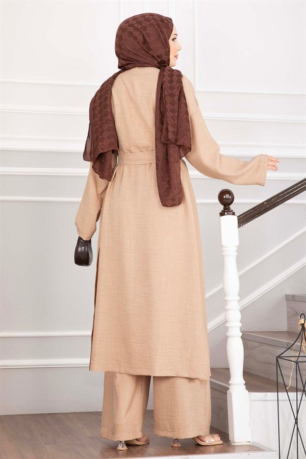 Belted Kimono Pants 2 Piece Set, Camel