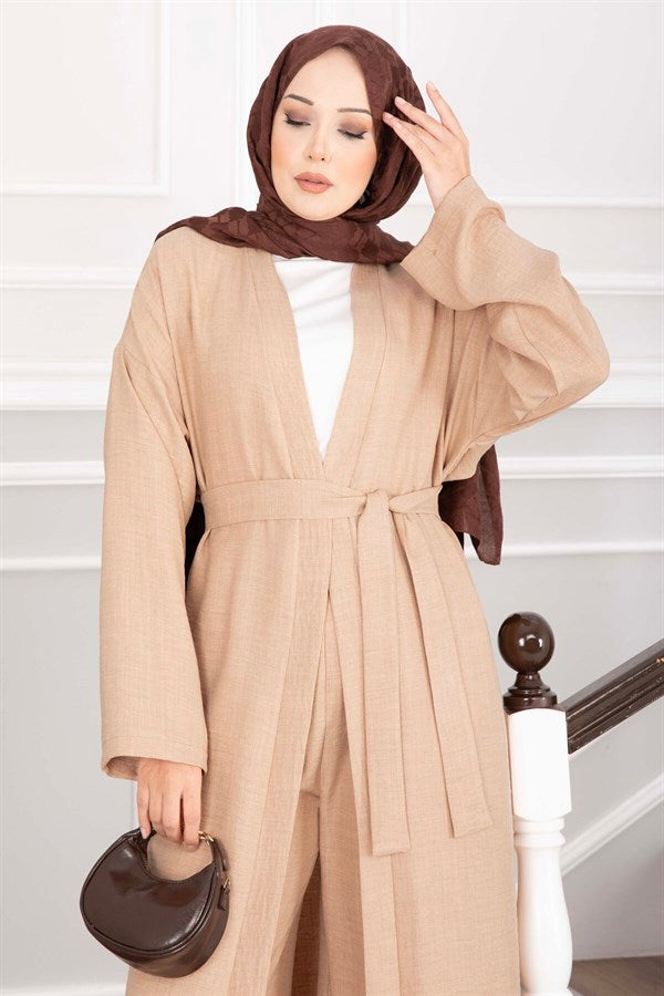 Belted Kimono Pants 2 Piece Set, Camel