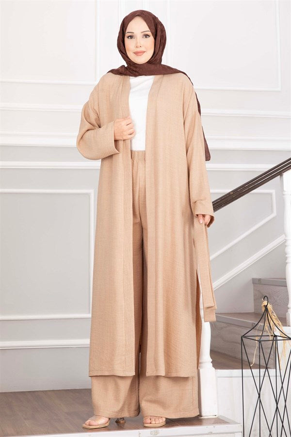 Belted Kimono Pants 2 Piece Set, Camel