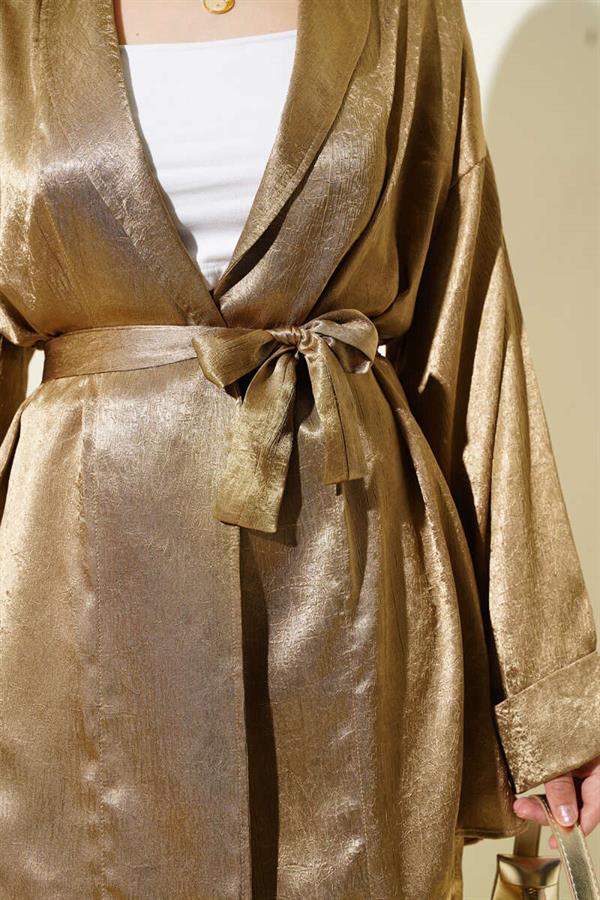 Belted Crinkle Satin 2 Piece Set Altuni
