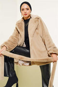 Belted Plush Coat Latte