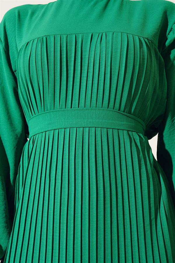 Belted Pleated Princess Dress Benetton