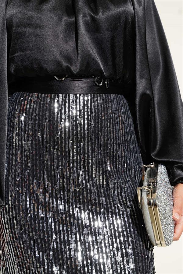Belted Sequined Dress Black Silver