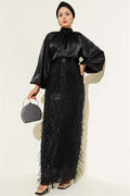 Belted Sequined Dress Black