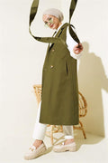 Belted Zero Sleeve Trench Coat Khaki