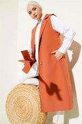 Belted Zero Sleeve Trench Coat Tile