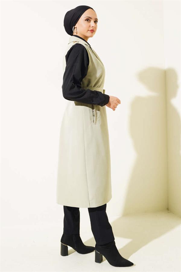 Belted Zero Sleeve Trench Coat Mint