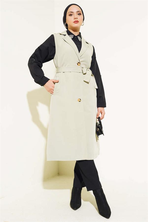 Belted Zero Sleeve Trench Coat Mint