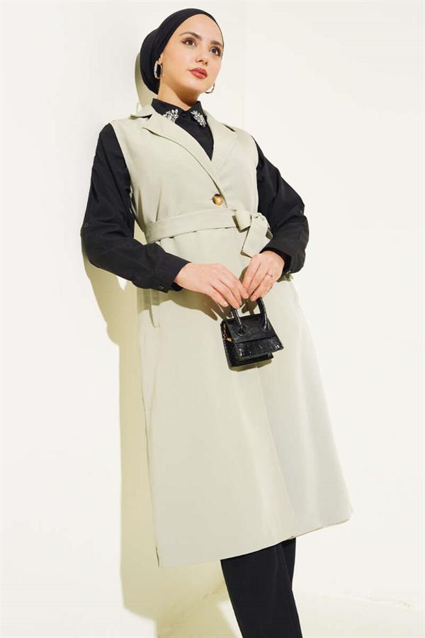 Belted Zero Sleeve Trench Coat Mint