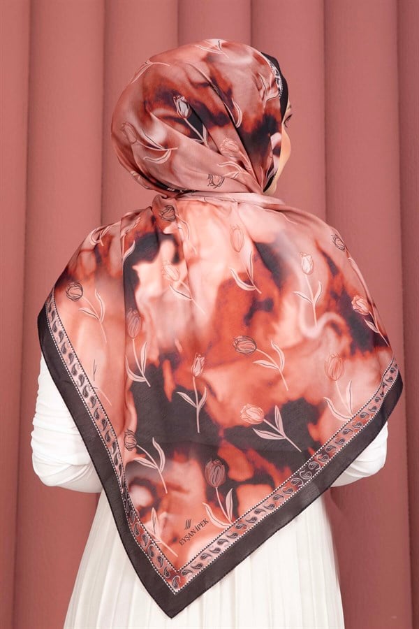 Tulip Pattern Scarf Series Burgundy