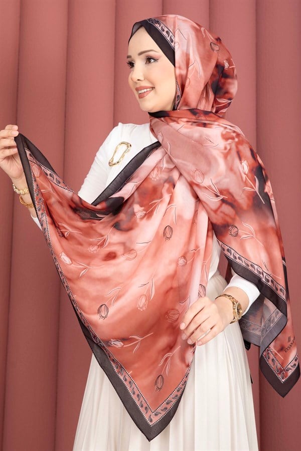 Tulip Pattern Scarf Series Burgundy