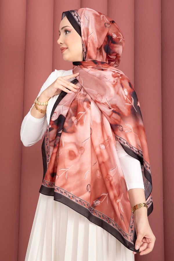 Tulip Pattern Scarf Series Burgundy