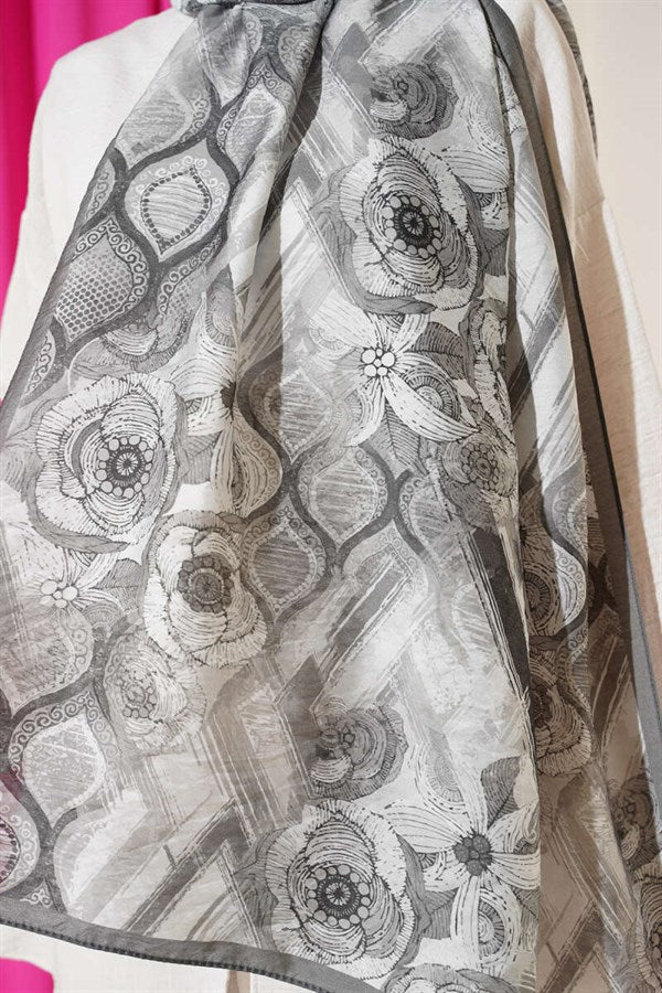 Lalezar Pattern Modal Scarf Grey
