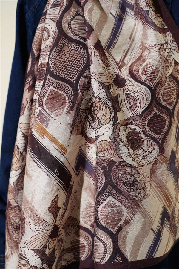 Lalezar Pattern Modal Scarf Chestnut