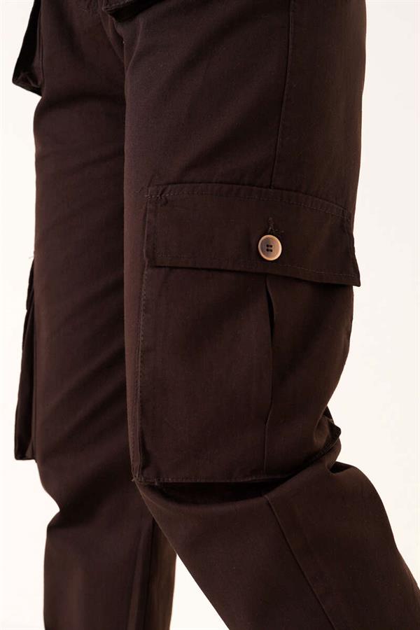Elasticated Cargo Pants Brown
