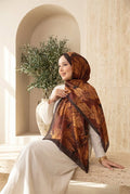 Lavin Floral Pattern Scarf Series Dark Brown