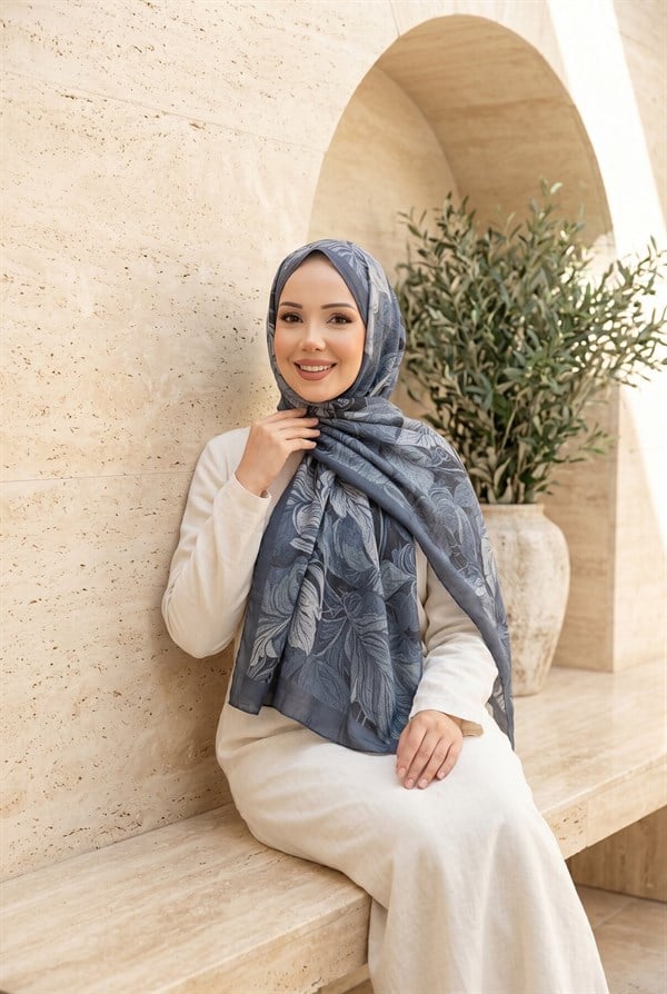 Lavin Floral Pattern Scarf Series, Smoke Grey