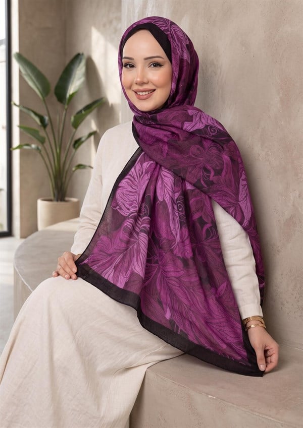 Lavin Floral Pattern Scarf Series, Plum