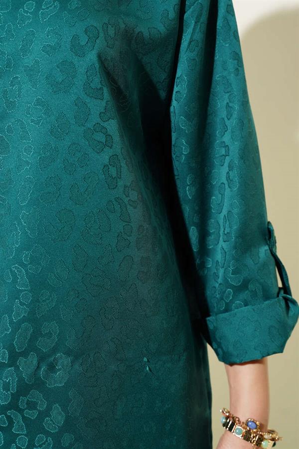 Leopard Patterned Jacquard 2 Piece Set Green