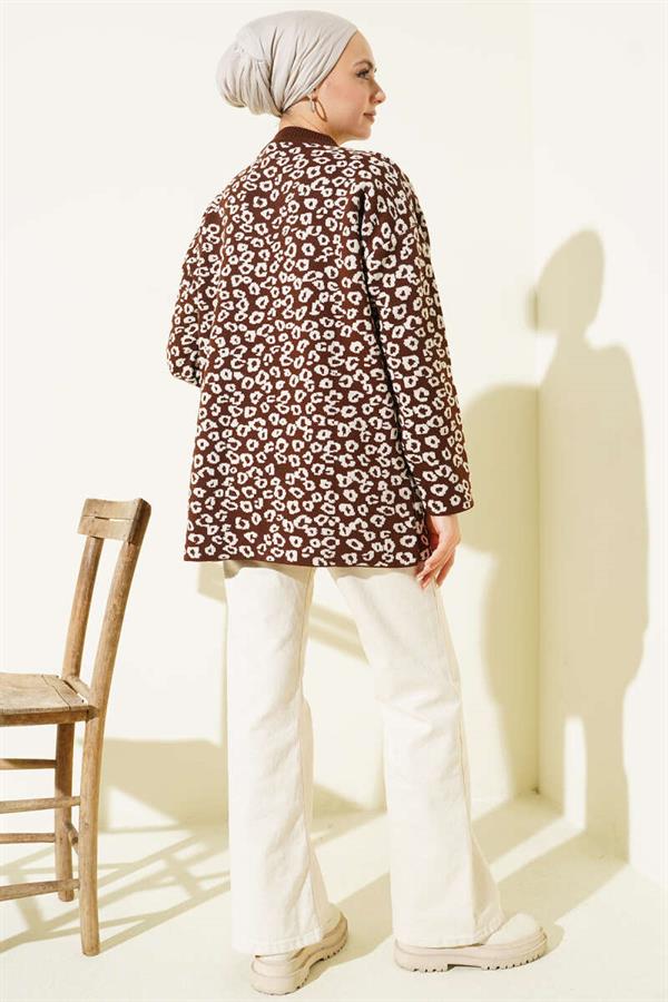 Leopard Print Knitted Tunic, Brown
