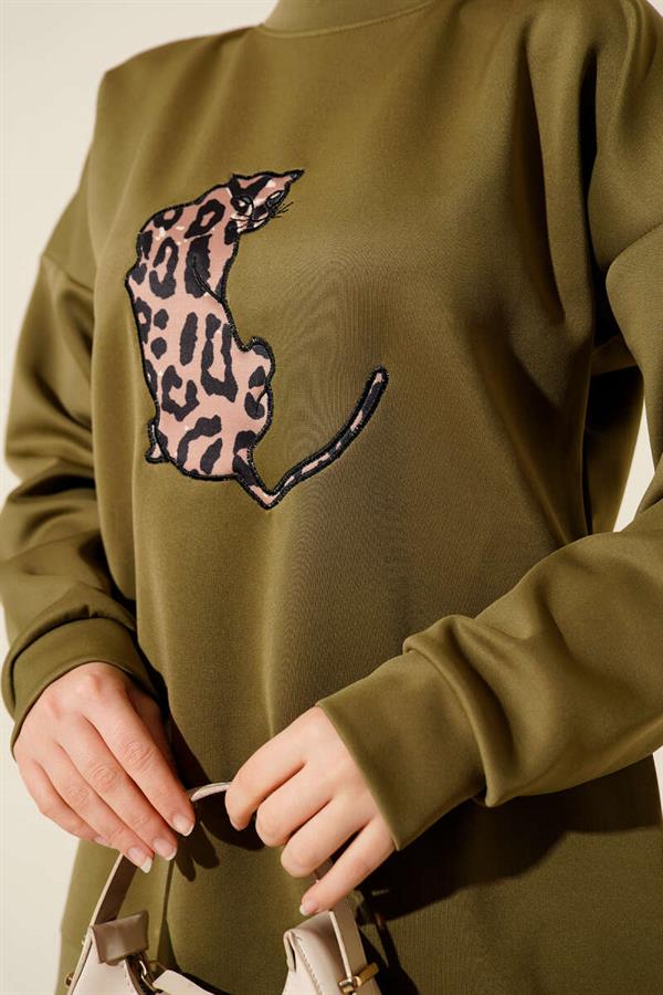 Leopard Striped Two-Piece Scuba Set in Light Green