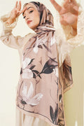 Lily Patterned Soft Shawl Beige