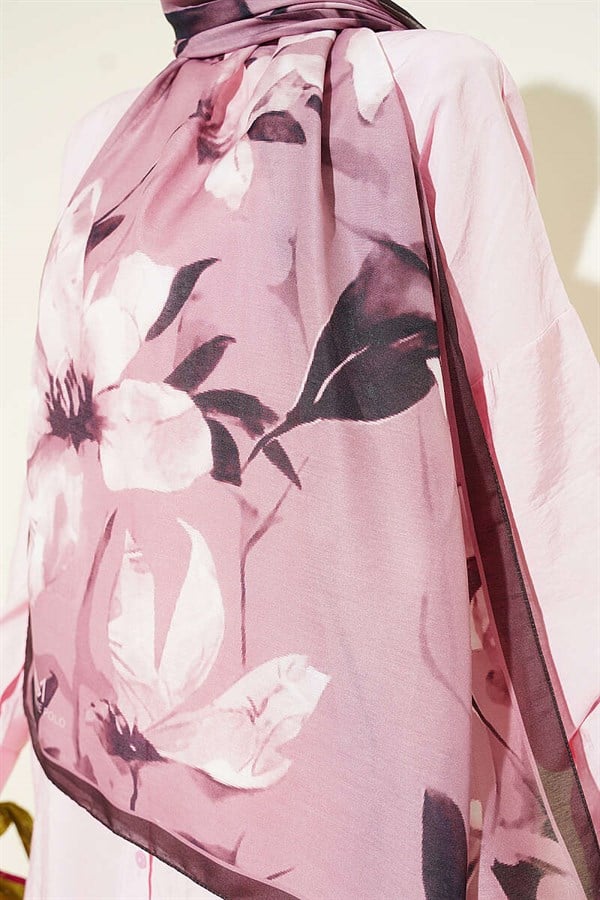 Lily Patterned Soft Shawl Chestnut