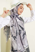 Lily Patterned Soft Scarf with Stones