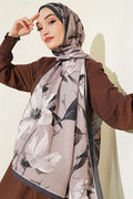 Lily Patterned Soft Scarf, Mink