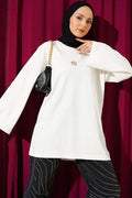 Lily Print Basic Tunic, Ecru