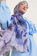 Lily Pattern Marbled Shawl Purple