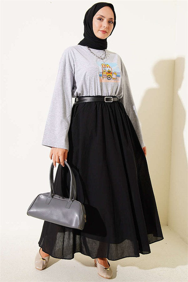 Lemon Stand Printed Tunic Melange Grey