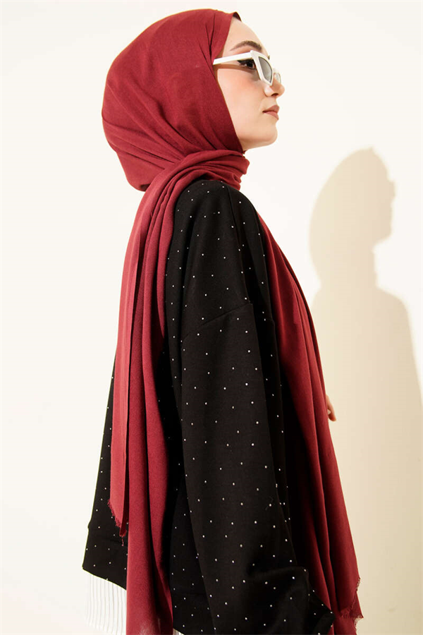 Liora Cotton Scarf Burgundy -83