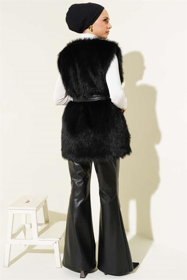 Lolita Plush Belted Vest Black