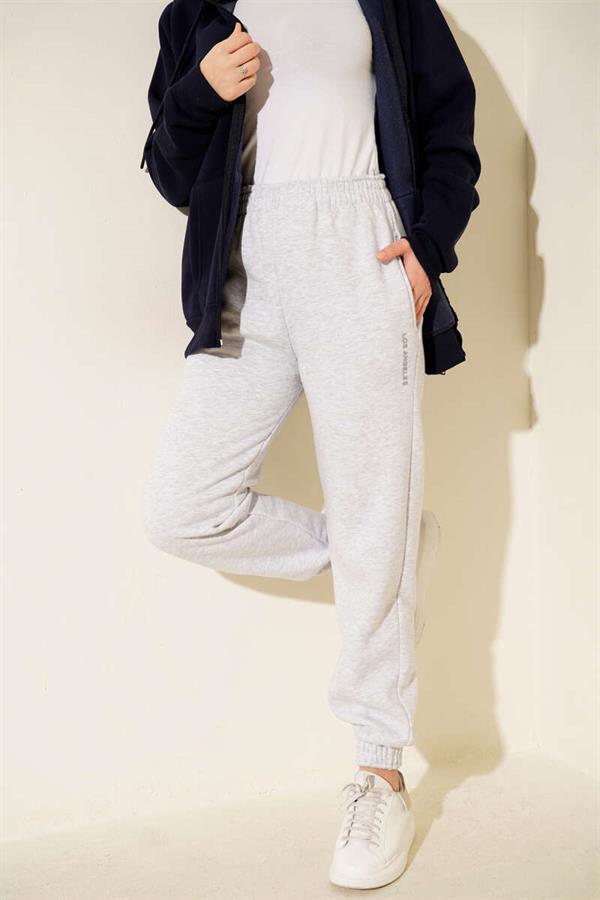 Los Angeles Embroidered Raised Trousers Gray
