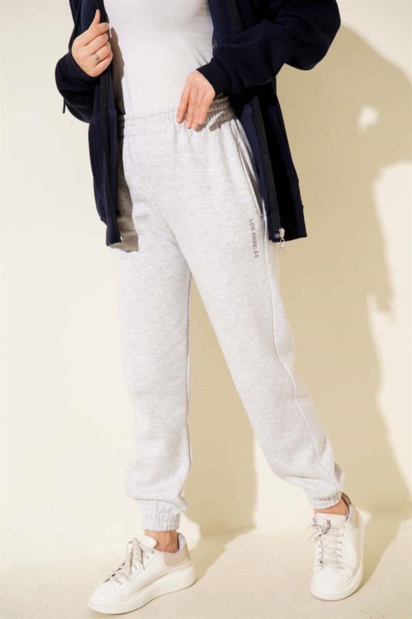 Los Angeles Embroidered Raised Trousers Gray