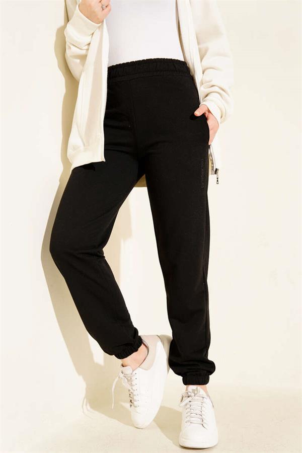 Los Angeles Embroidered Raised Trousers Black