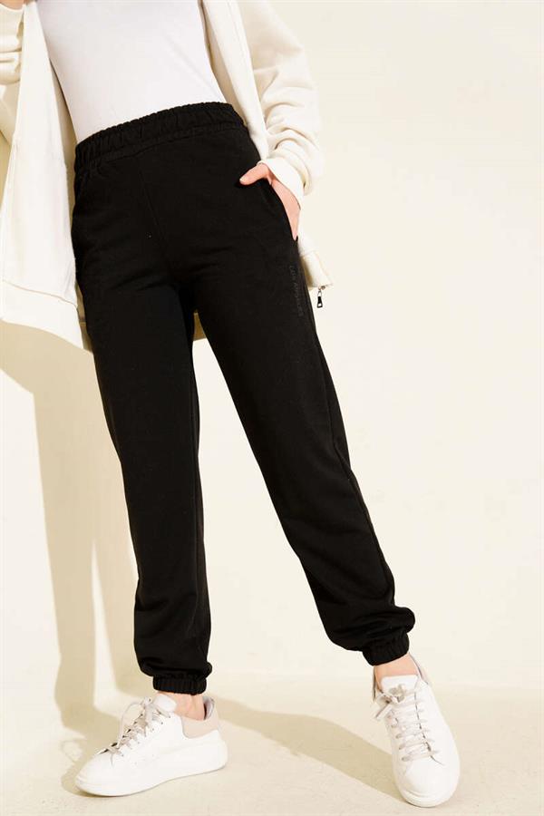 Los Angeles Embroidered Raised Trousers Black