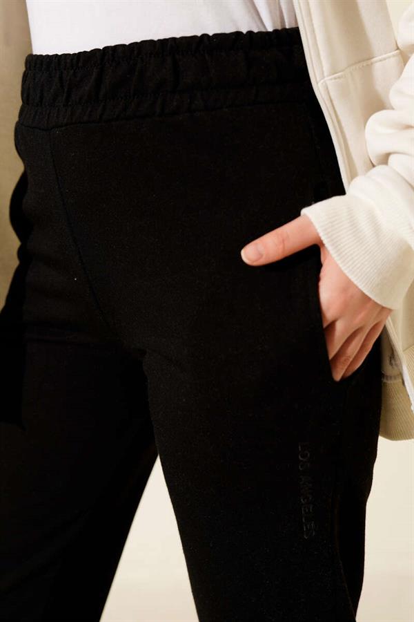 Los Angeles Embroidered Raised Trousers Black