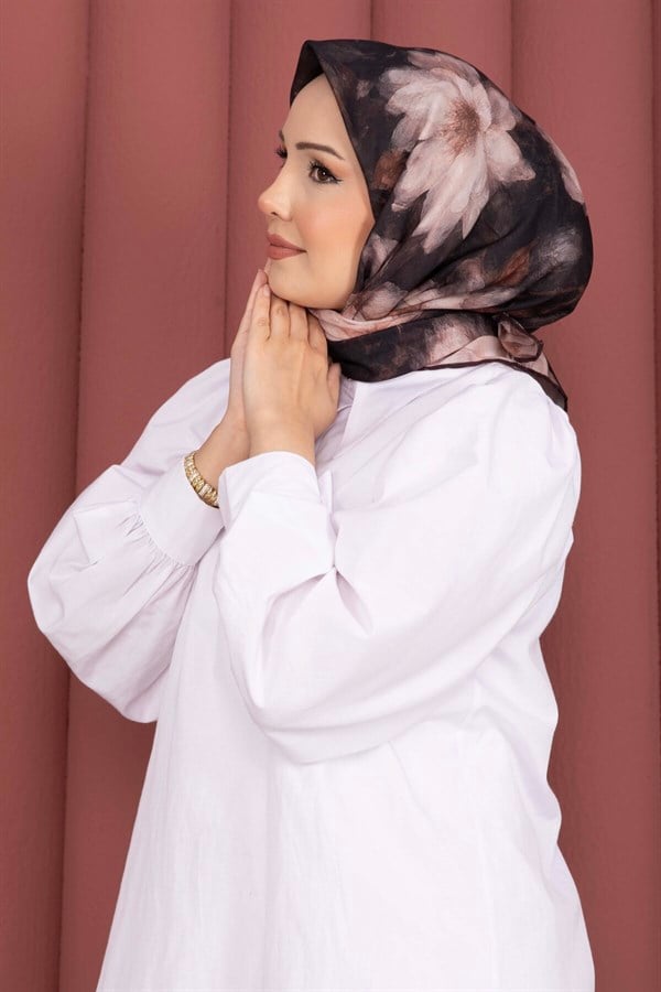 Lotus Flower Pattern Scarf Series Dark Brown