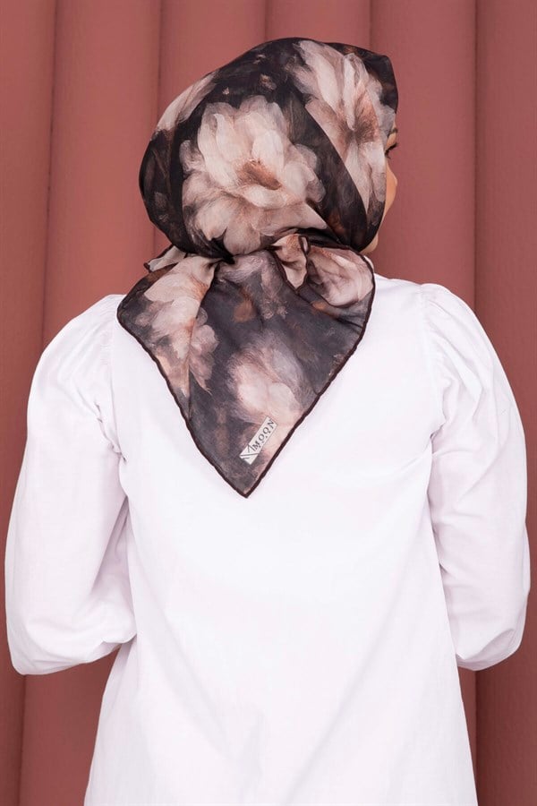 Lotus Flower Pattern Scarf Series Dark Brown