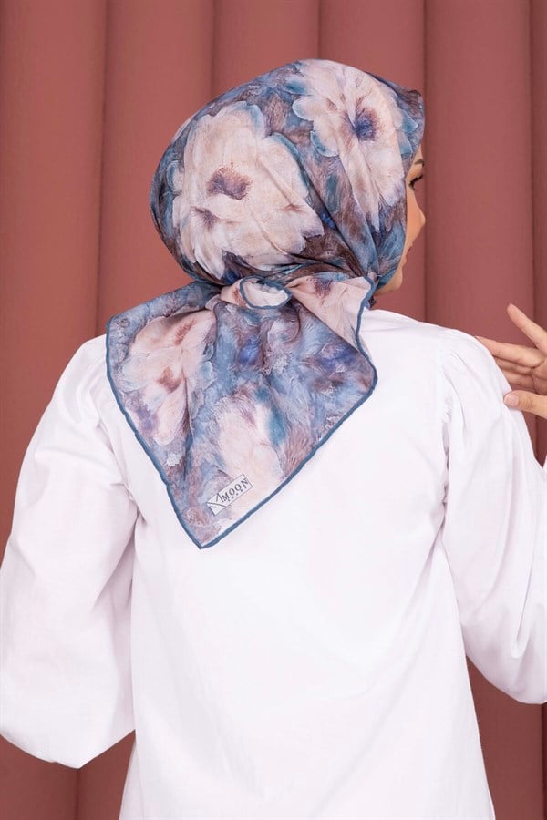 Lotus Flower Pattern Scarf Series Indigo