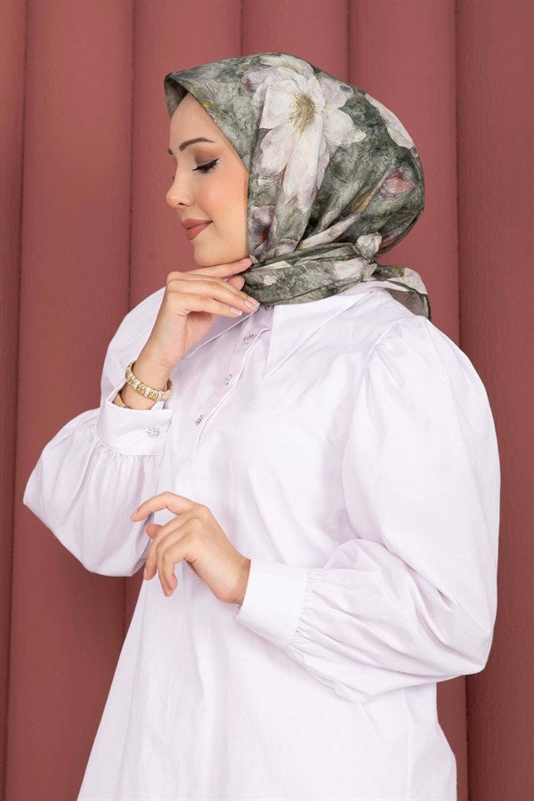 Lotus Flower Pattern Scarf Series Dark Khaki