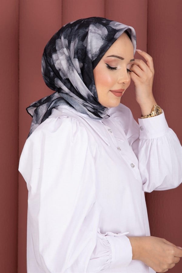 Lotus Flower Pattern Scarf Series Black