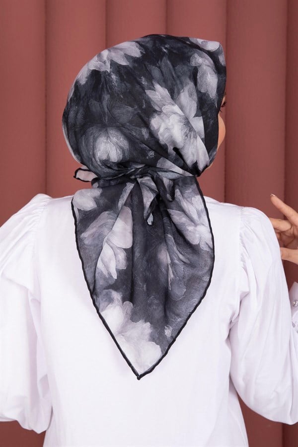 Lotus Flower Pattern Scarf Series Black