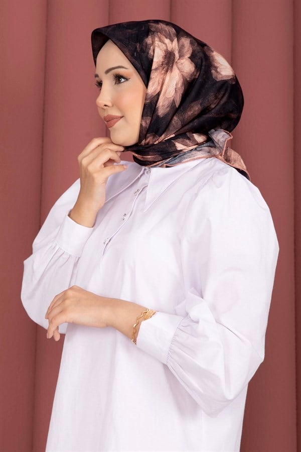 Lotus Flower Pattern Scarf Series, Tan